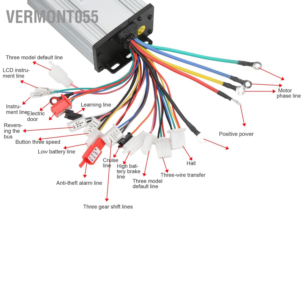 Vermont055 Bộ điều khiển sóng hình sin 48V 60V 800W động cơ không chổi than cho xe đạp điện