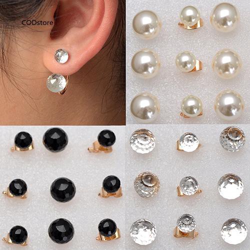 Khuyên tai hợp kim đính hạt đá/ngọc trai tròn thanh lịch