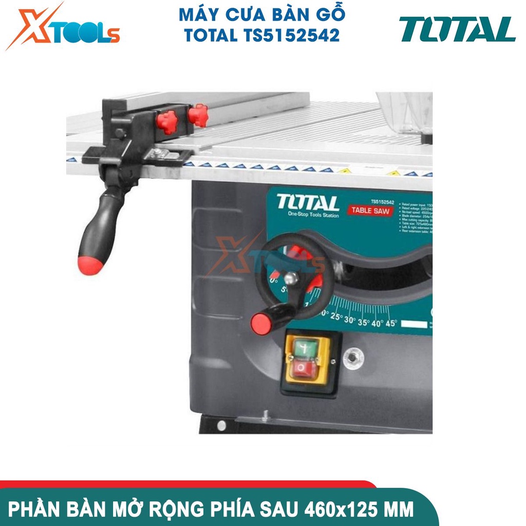 Máy cưa bàn gỗ 1500W TOTAL TS5152542 máy cưa bàn trượt tốc độ không tải 4500/ phút