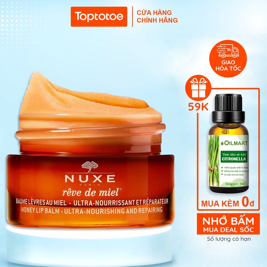 Sáp Dưỡng Nuxe Cho Môi Khô & Bị Tổn Thương Dạng Hũ Reve De Miel Honey Lip Balm Ultra-Nourishing and Repairing 15g