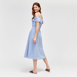 Đầm linen vai bẹt