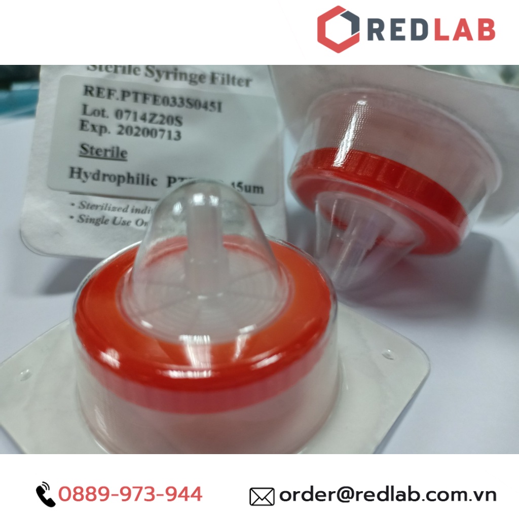 Đầu lọc syringe tiệt trùng PTFE033S045I dùng cho PRP, lỗ lọc 0.45µm chính hãng Finetech giá tốt - 5 CÁI