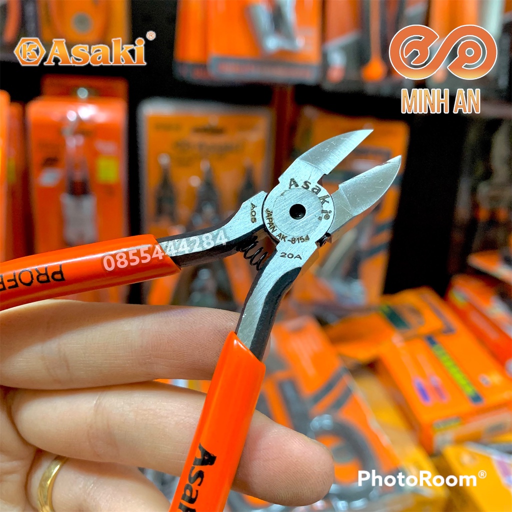 Kìm điện tử kiểu Nhật [CHÍNH HÃNG] Asaki AK-8154 5 inch, kìm cắt dây điện mini mũi vát chéo, kềm cắt mạch điện tử 125mm