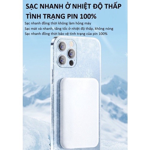 Sạc dự phòng ko dây  cho ip,sạc nhanh pin 5000mAh,công suất 20W nhỏ gọn,tiện lợi