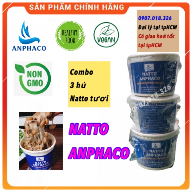 Healthy food- NON GMO- Combo 3 hủ Natto tươi (dạng hạt), Đậu nành lên men kiểu Nhật 100gr - Tốt cho tiêu hóa, xương khớp