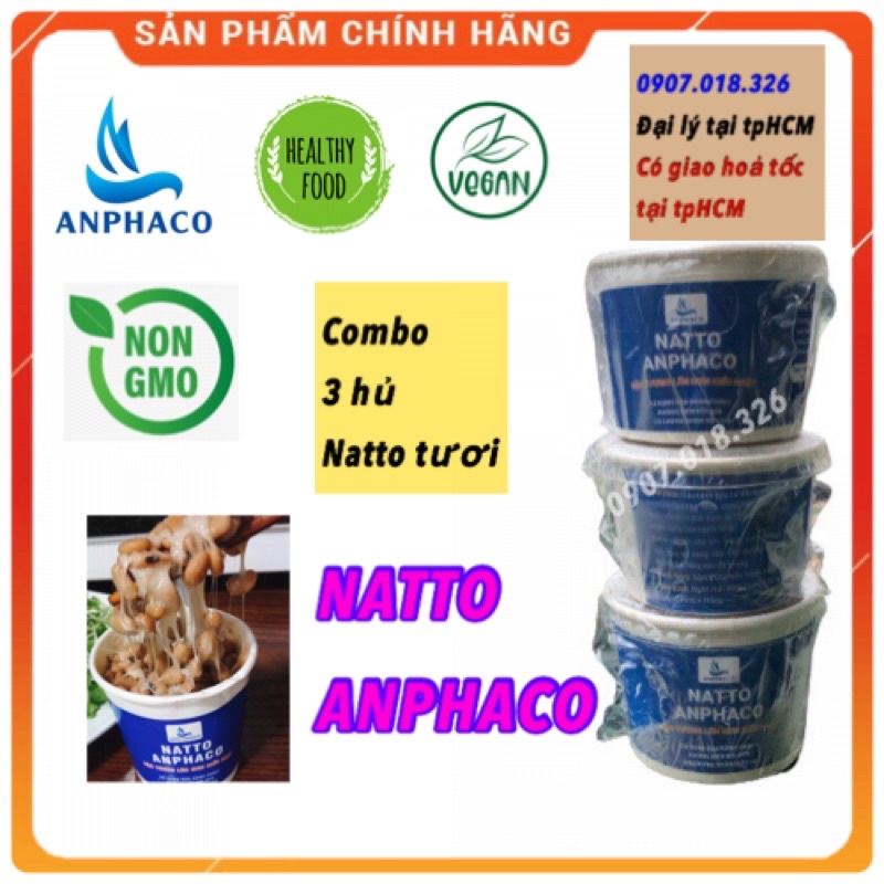 Combo 3 hủ Natto tươi (dạng hạt), Đậu nành lên men kiểu Nhật 100gr - Tốt cho tiêu hóa, xương khớp, phòng ngừa đột quỵ.