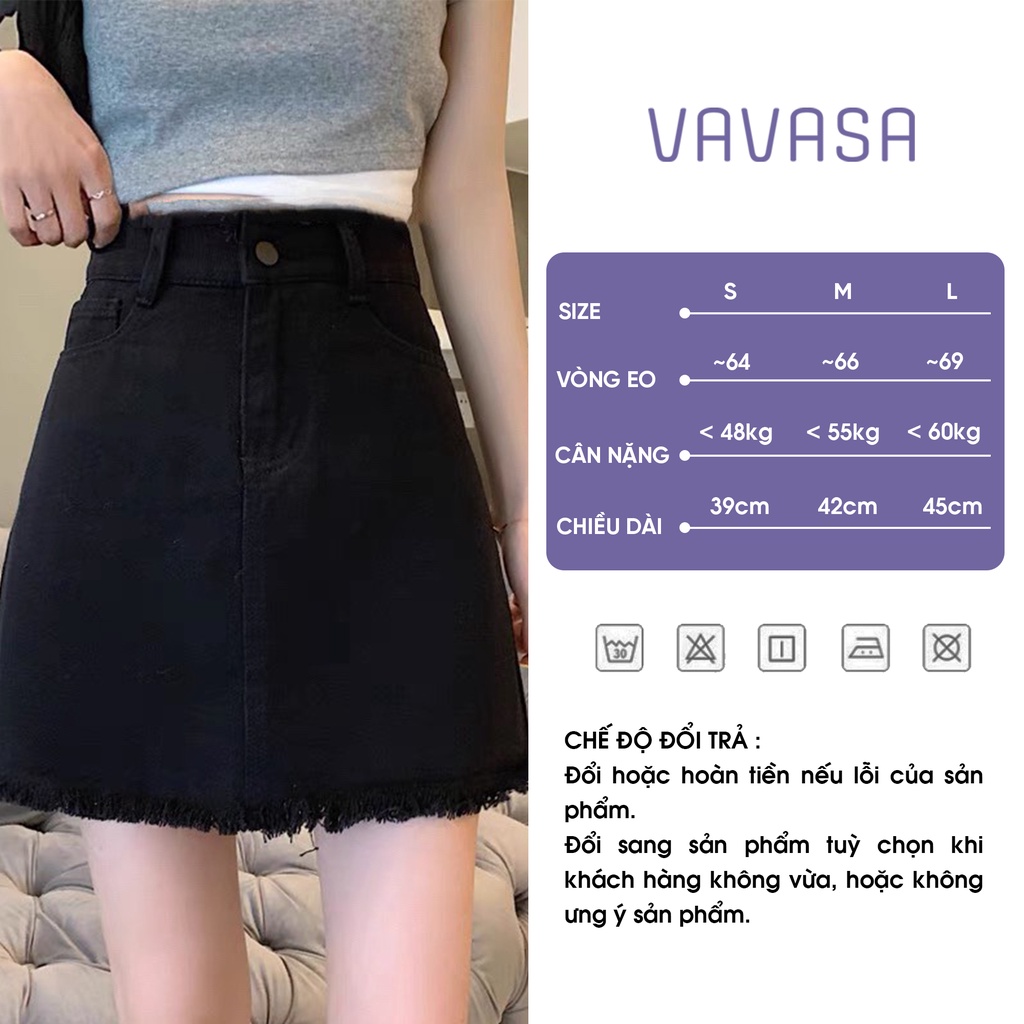 Chân váy Jeans ngắn chữ a lưng cao công sở bigsize VAVASA CV18 | WebRaoVat - webraovat.net.vn