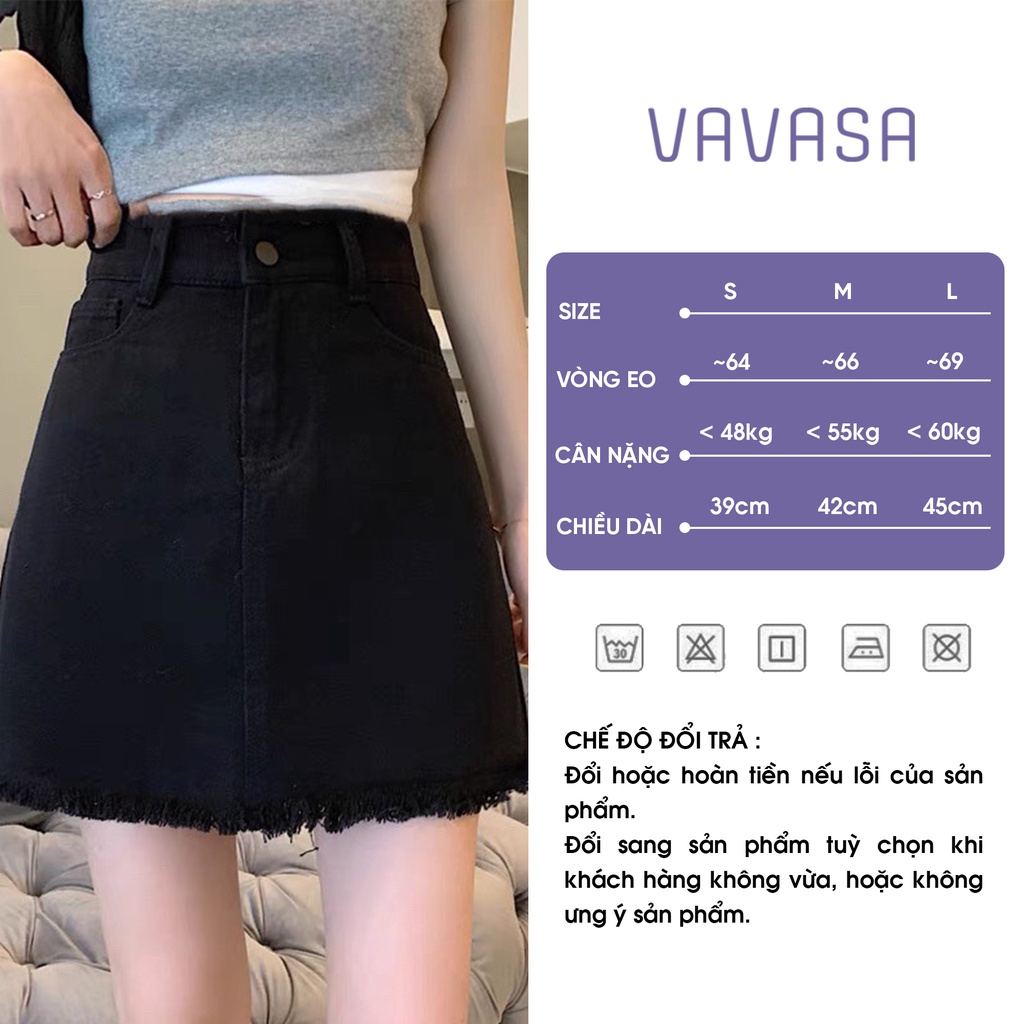 Chân váy Jeans ngắn chữ a lưng cao công sở bigsize VAVASA CV18 | BigBuy360 - bigbuy360.vn