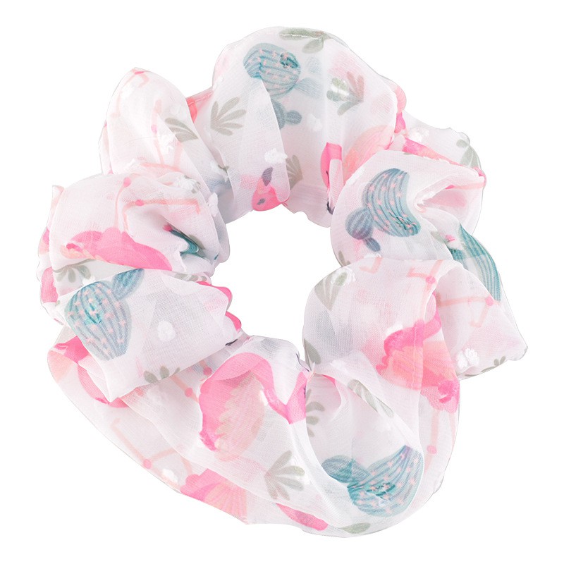Dây cột tóc vải scrunchies hồng hạc. Phụ kiện tóc sang trọng cho bạn gái.