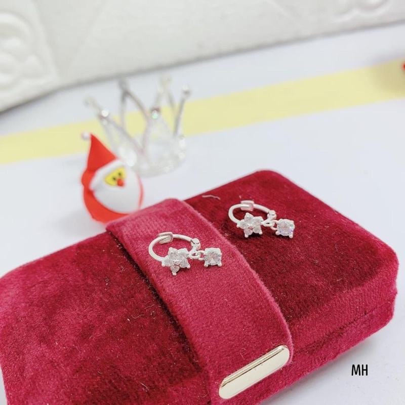 Bông tai nữ hoa new treo đá nhỏ xinh - THJ SLIVER
