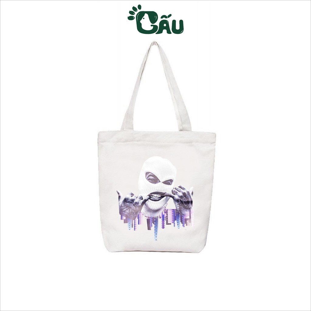 Túi tote Gấu194 vải bố canvas cao cấp mềm mịn - Bịt Mặt