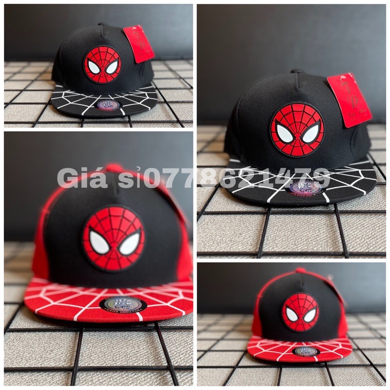 Nón snapback trẻ em 1t đến 5tuổi logo siêu nhân nhện nhựa dẻo