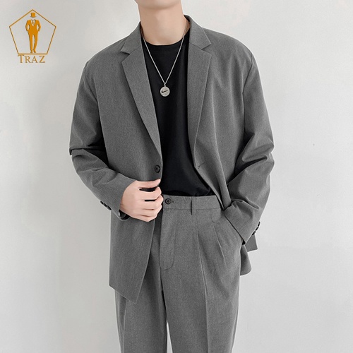 Áo Blazer Nam Form Rộng dài tay dáng unisex màu đen nâu phong cách Hàn Quốc