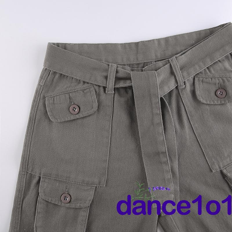 Quần túi hộp ống rộng lưng thấp màu trơn thời trang mùa thu cho nữ | BigBuy360 - bigbuy360.vn