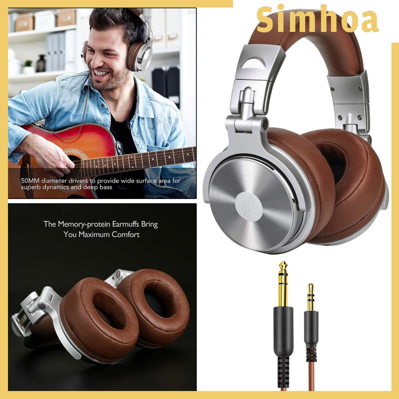 [SIMHOA] Pro-30 Over Ear Headphones Studio Monitor Mixing DJ Stereo Headsets w/Mic