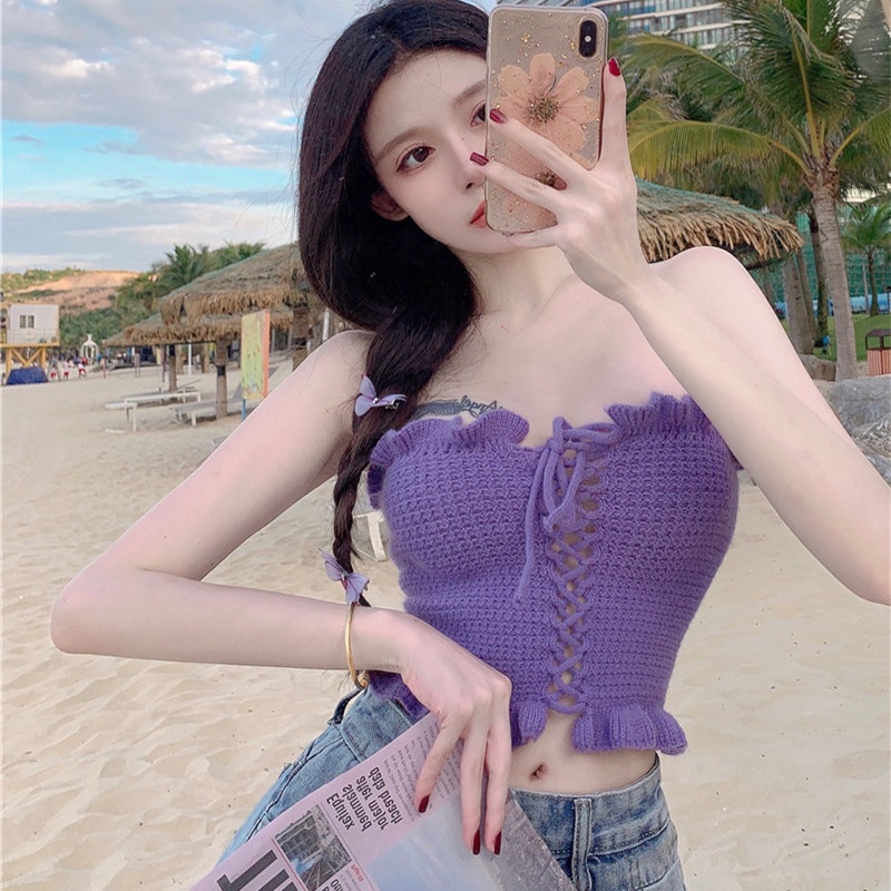 Áo Ống Vải Dệt Khoét Ngực Gợi Cảm Dành Cho Nữ