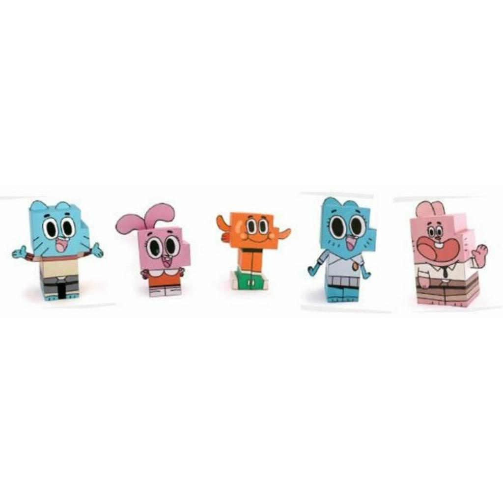 Mô hình giấy cartoonGumball,Anais,Richard,Nicole,Darwin.