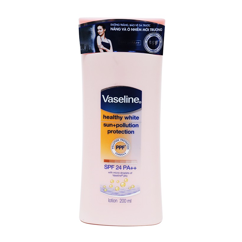 Sữa dưỡng thể trắng da Vaseline Sun+Pollution Protection SPF 24 PA++ chai 200ml