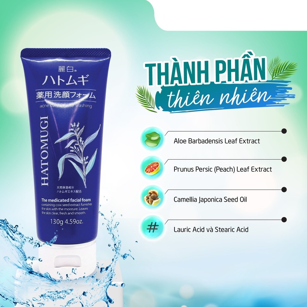 Sữa Rửa Mặt Ngừa Mụn, Dưỡng Ẩm Và Làm Sáng Da Hatomugi Nhật Bản (130g)