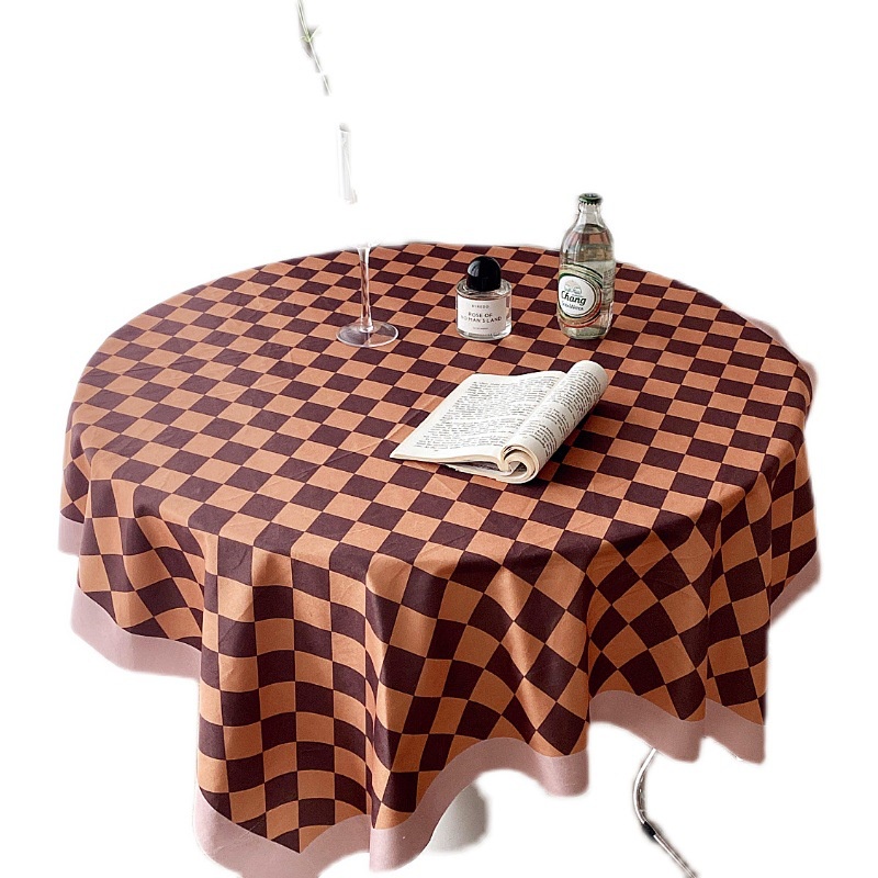 Khăn Trải Bàn Tròn/Chữ Nhật Họa Tiết Kẻ Sọc Phong Cách Hàn Quốc Sang Trọng Thời Trang