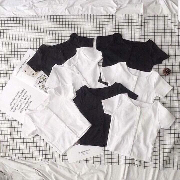 Áo Croptop thun có nút gài cực dễ thương và xinh xắn