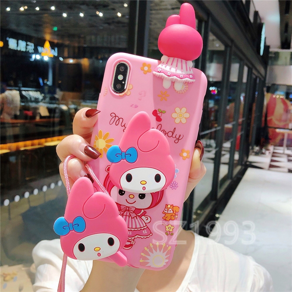 Ốp Lưng Hoạt Hình My Melody Có Dây Đeo Cho Oppo A53 A33 A32 2020 A5 2020 F11 F11 Pro A7 A5S A12 A3S F9 F7 F5 F1S A57 A39 A37 A83 A71