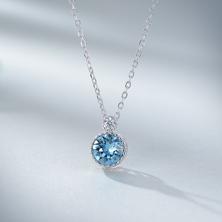 Dây Chuyền Nữ Bạc S925 Đính Đá Xanh - Đỏ Db2628 Bảo Ngọc Jewelry