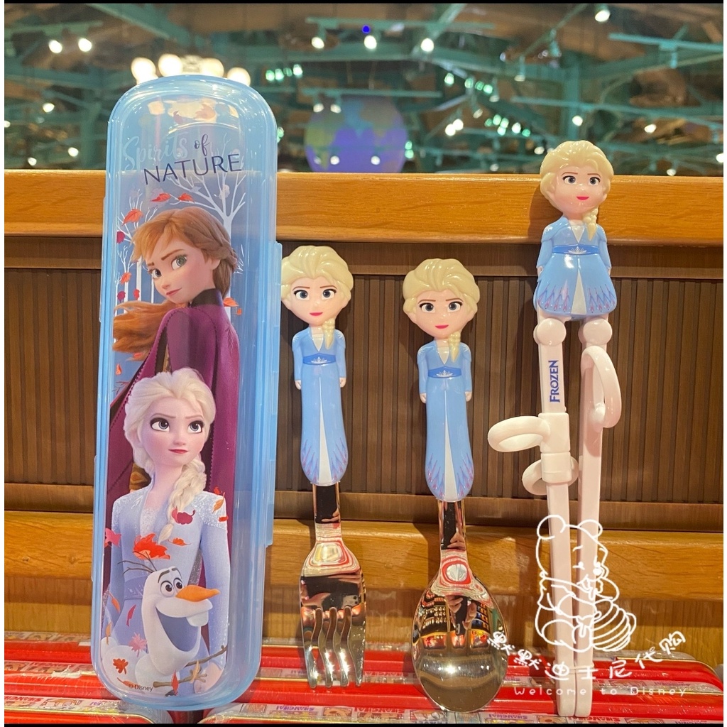 Các set bộ dụng cụ ăn uống 2,3,4 món muỗng + đũa + nĩa + hộp Disney hình công chúa Elsa Frozen 2