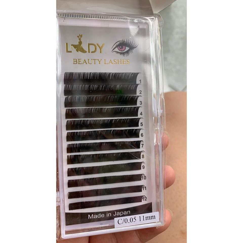 Mi Khay Lady Độ Cong C/CC độ dày 0.05 Volumn Classic Tạo Fan Nối Mi Đủ Các Độ Dài - Lẻ 1 Khay
