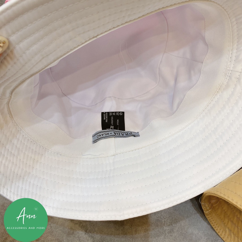 Mũ Bucket Prada New, Chất Liệu Vải Gió, Phom Cứng, Thiết Kế Thời Trang, Logo Hãng Nổi Bật, Sẵn 5 Màu Y Hình