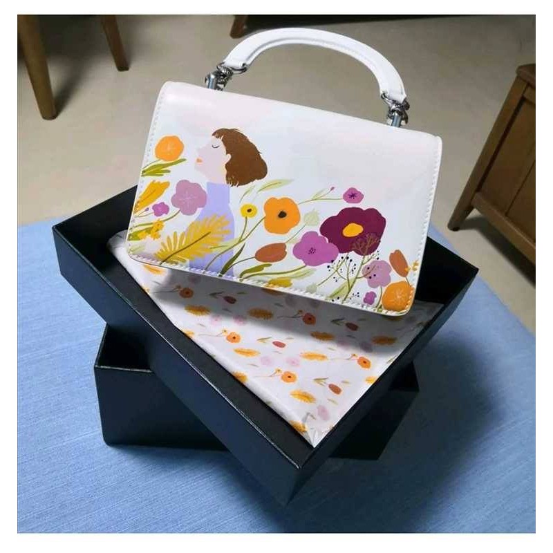 TÚI XÁCH FLORAL ILLUSTRATION MINI TOP HANDLE BAG