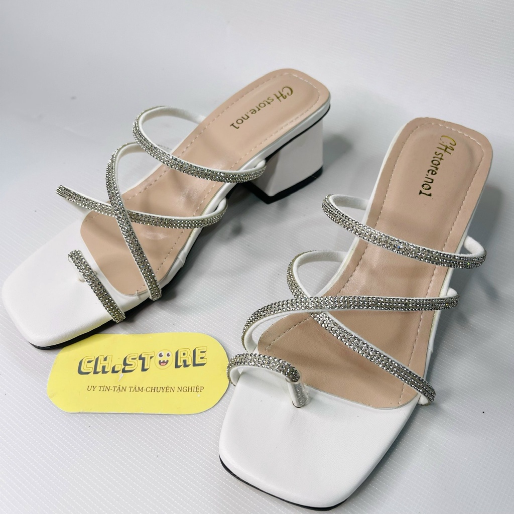 Giày cao gót xỏ ngón, dép nữ quai mảnh dây xoàn 5p cd50