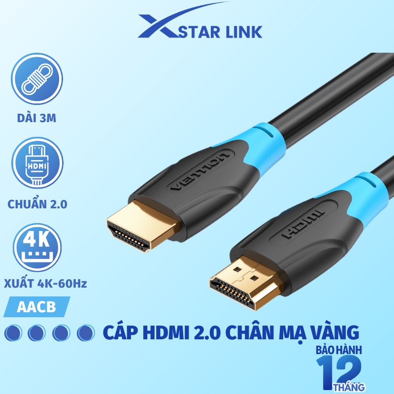 Dây HDMI 2.0 cáp hdmi hỗ trợ 3D, 4K 60Hz 1-3m - Dây cáp HDMI to HDMI đầu mạ vàng chuẩn 2.0 tốc độ cao máy tính, laptop
