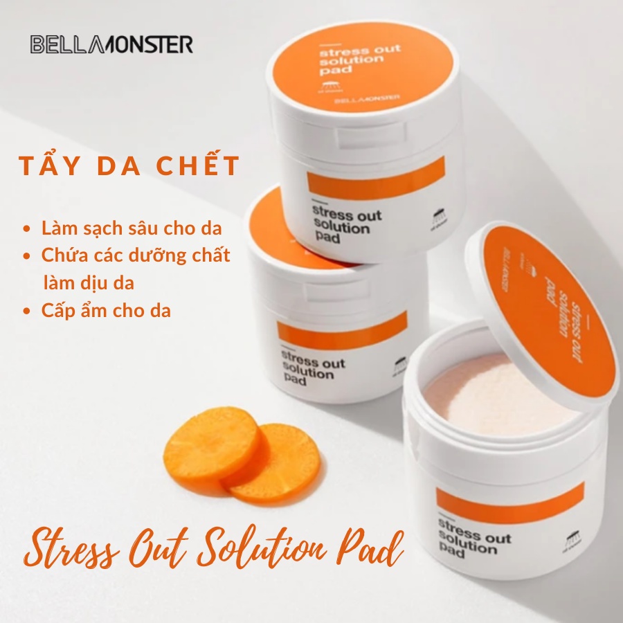 Tẩy da chết cho da mụn Bellamonster Stress Out Solution A-Clear Pad (70 miếng)