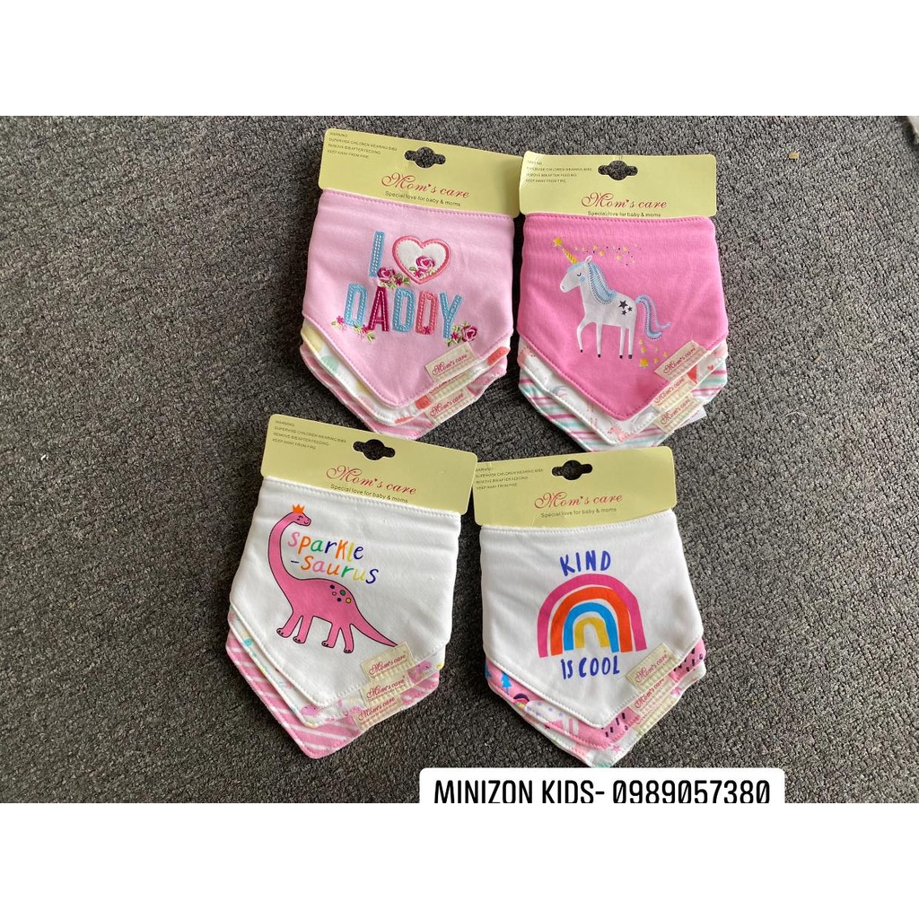 Sét 3 yếm tam giác Momcare dành cho bé sơ sinh đến 4 tuổi