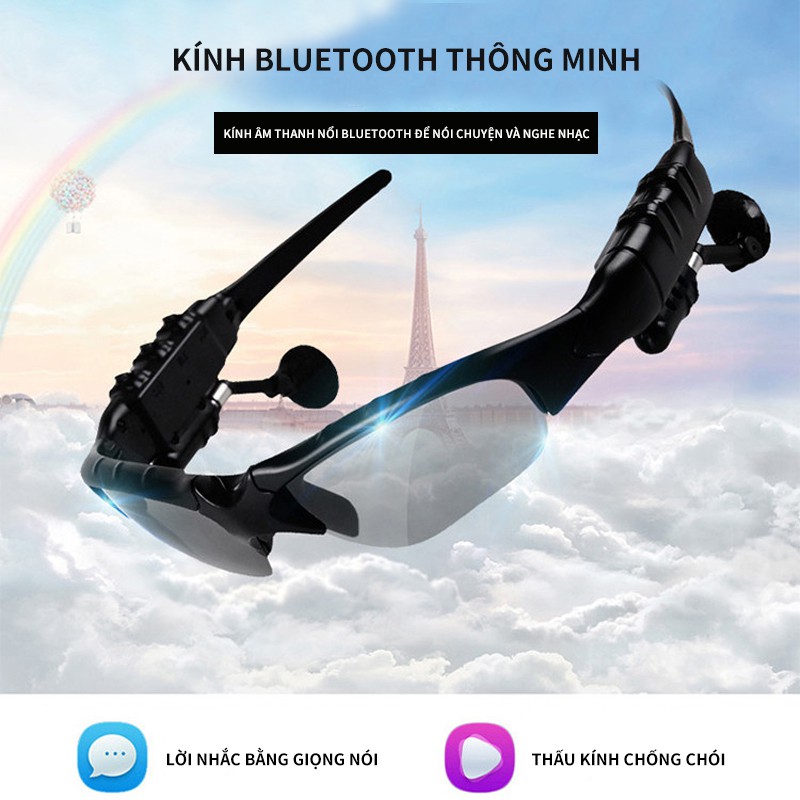 Miễn phí Đồng hồ led (CHẤT LƯỢNG SỐ 1)Kính thông minh 5.0 kèm tai nghe BLuetooth, kính bluetooth cao cấp