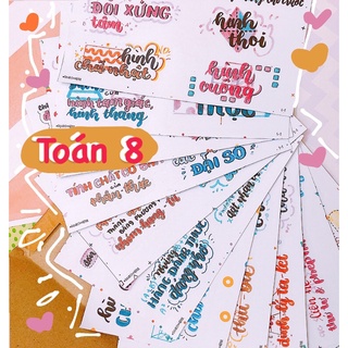 Sticker Tiêu đề Toán 8 Bộ cũ, 9 - Có đầy đủ tiêu đề hình học và đại số cho cả năm học