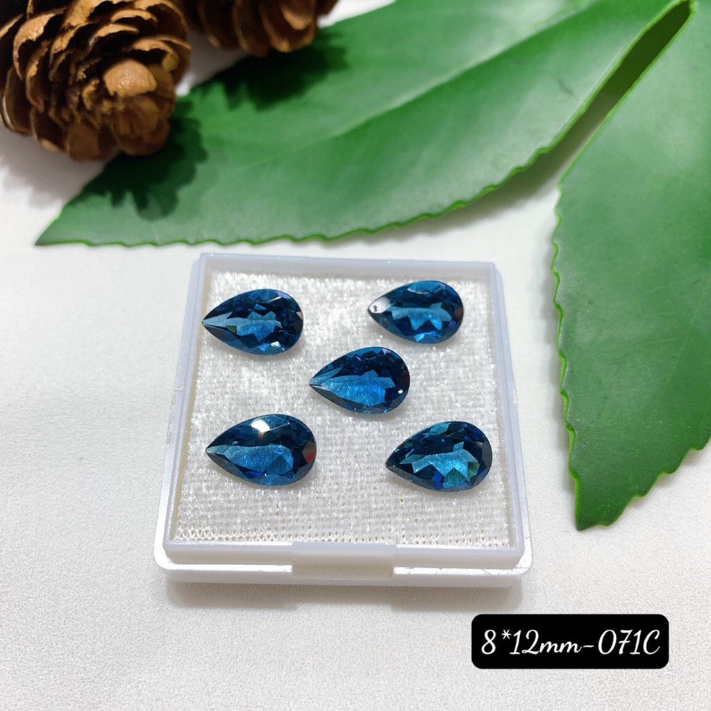 Mặt Đá Topaz London Xanh Đủ Size Chữ nhật, Giọt Nước