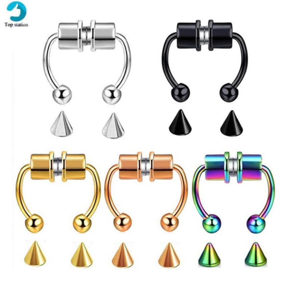 Khuyên Mũi giả Nam Châm hình móng ngựa. Chất Liệu Thép Không Gỉ Hàng Hot trend