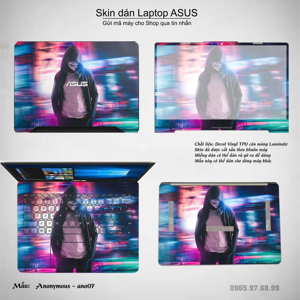 Skin dán Laptop Asus in hình Anonymous (inbox mã máy cho Shop)