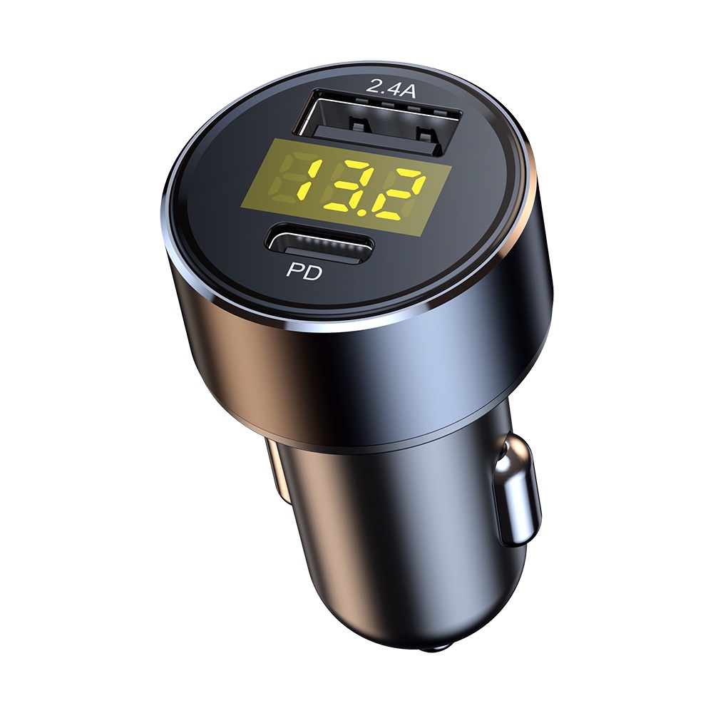 Tẩu sạc chia cổng ô tô sạc nhanh Type c PD 18W và USB có LED báo điện áp