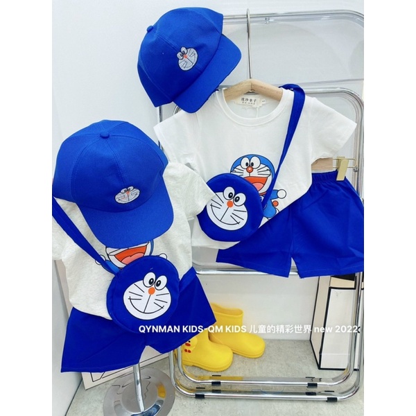 Quần áo bé trai bé gái in hình DORAEMON cực xịn (Kèm túi + nón) cực xinh (08-19kg) - TIỆM NHÀ SU