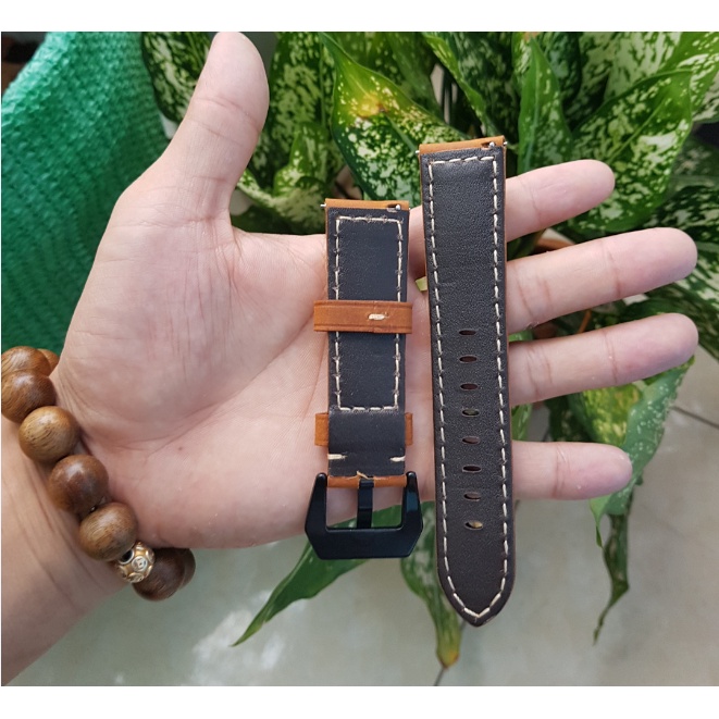 Dây đeo Đồng hồ Da bò thật khâu Thủ công  Kích thước 20/22mm cho Đồng hồ cơ Đồng hồ thông minh Smartwatch