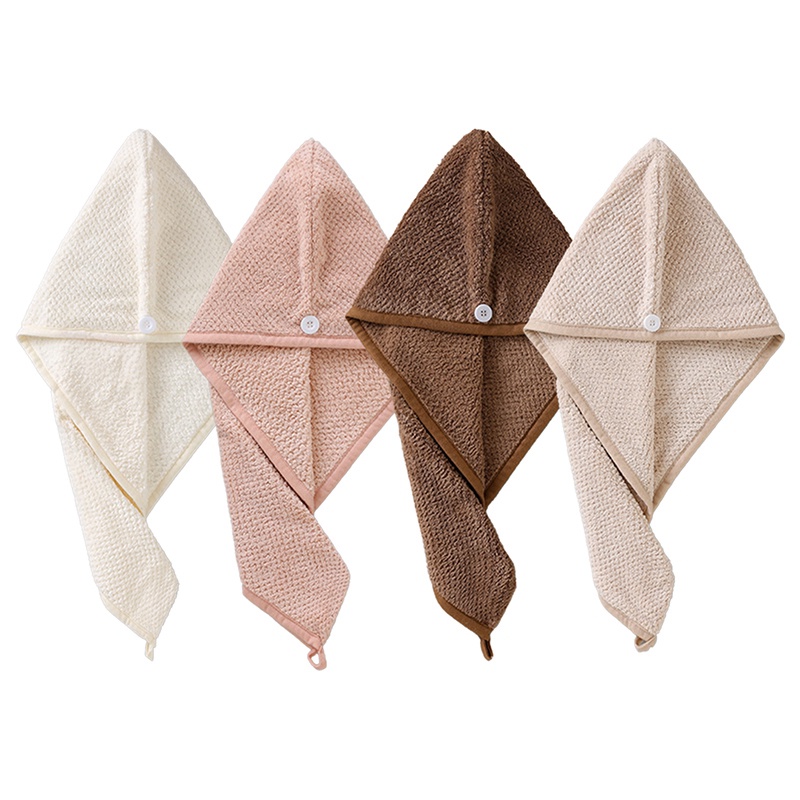 Khăn Quấn Khô Tóc Sợi Nhỏ Có Nút Cài