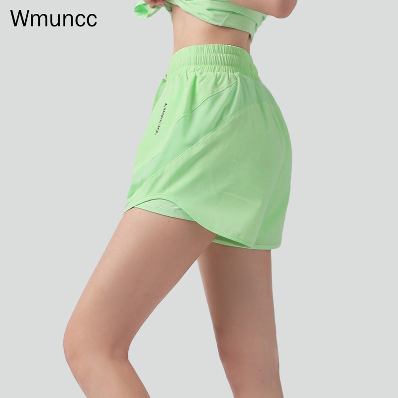 Quần Short Thể Thao Lưng Cao Ống Rộng Thoáng Khí Chống Chói Cho Nữ