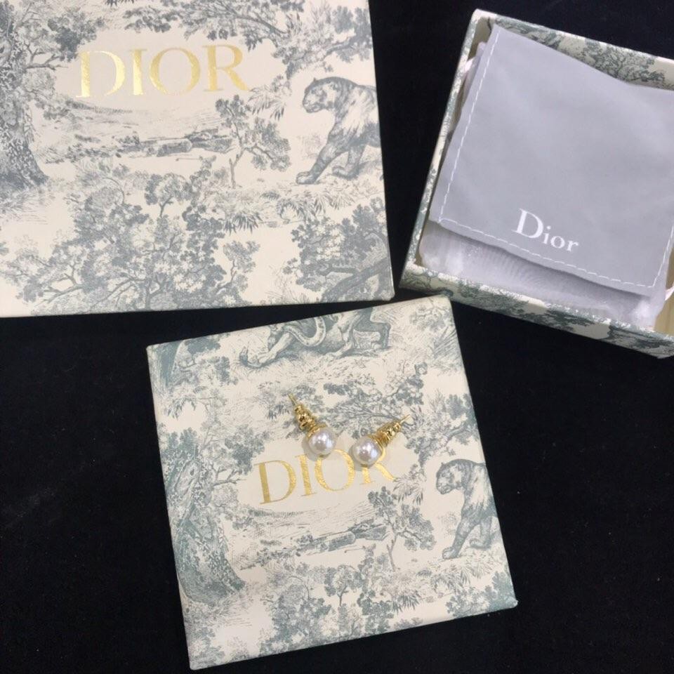 Dior Bông Tai Mạ Vàng 18k Đính Ngọc Trai Nhân Tạo Thời Trang Dành Cho Nữ 925