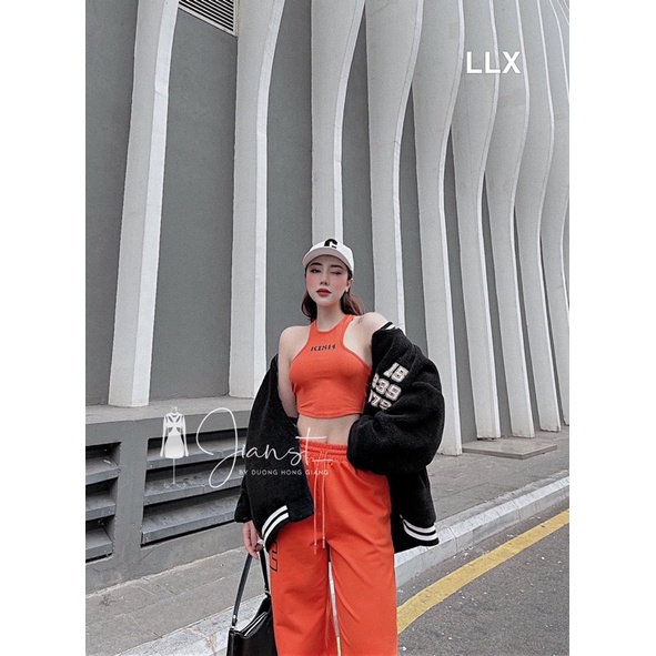 Set áo crotop + quần bo thể thao