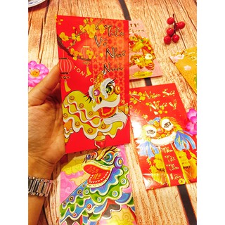 [TẾT] BỘ 6 BAO LÌ XÌ SONG LÂN SUM VẦY ĐÓN TẾT - IN NỔI 3D - GIẤY LÁNG