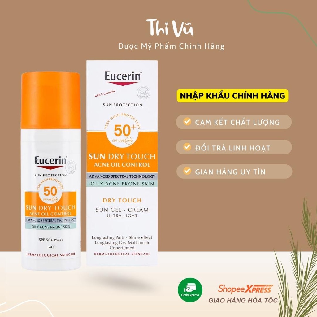 Kem chống nắng Eucerin Sun Gel Creme Oil Control Dry Touch SPF 50+ da dầu nhạy cảm bóng nhờn - Thi Vũ