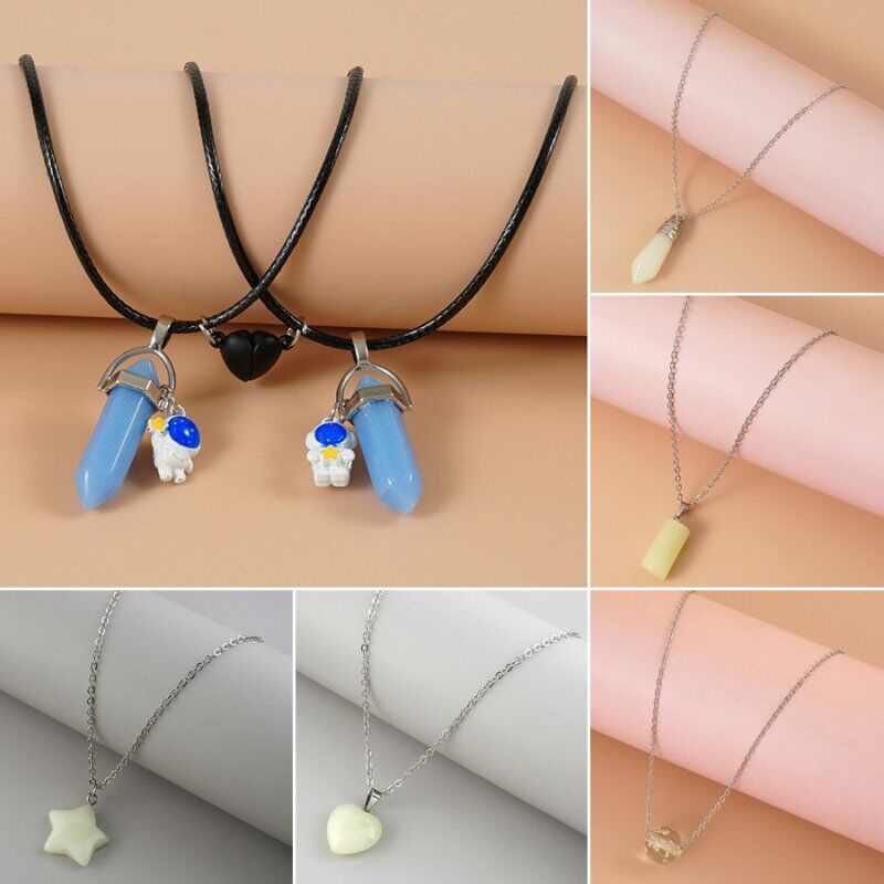 Vòng cổ Mặt Ngôi Sao Và Trái Tim Đá Tự Nhiên Phát Sáng Trong Đêm